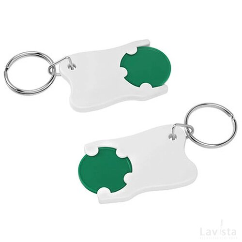 Sleutelhanger tand met winkelwagenmuntje groen