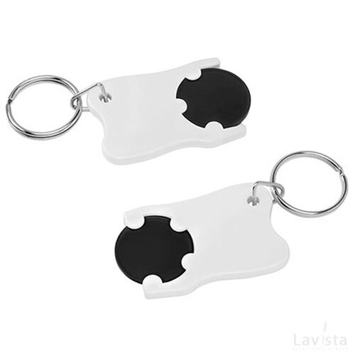 Sleutelhanger tand met winkelwagenmuntje zwart