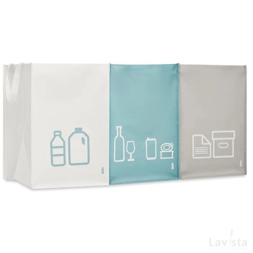 Set van 3 rpet gescheiden afval Three bin multicolour