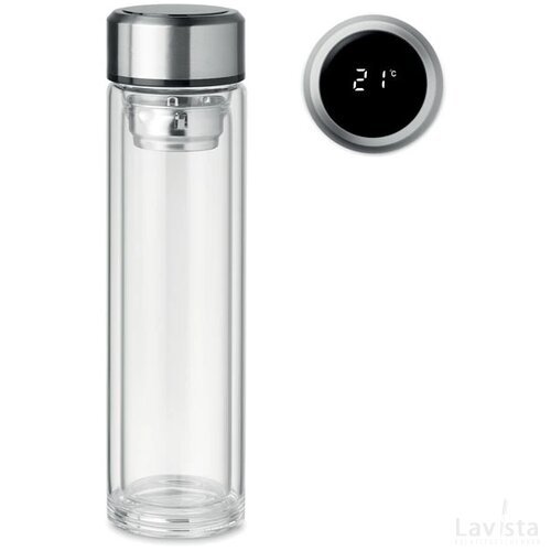 Slimme waterfles met thermometer (390 ml) Transparant