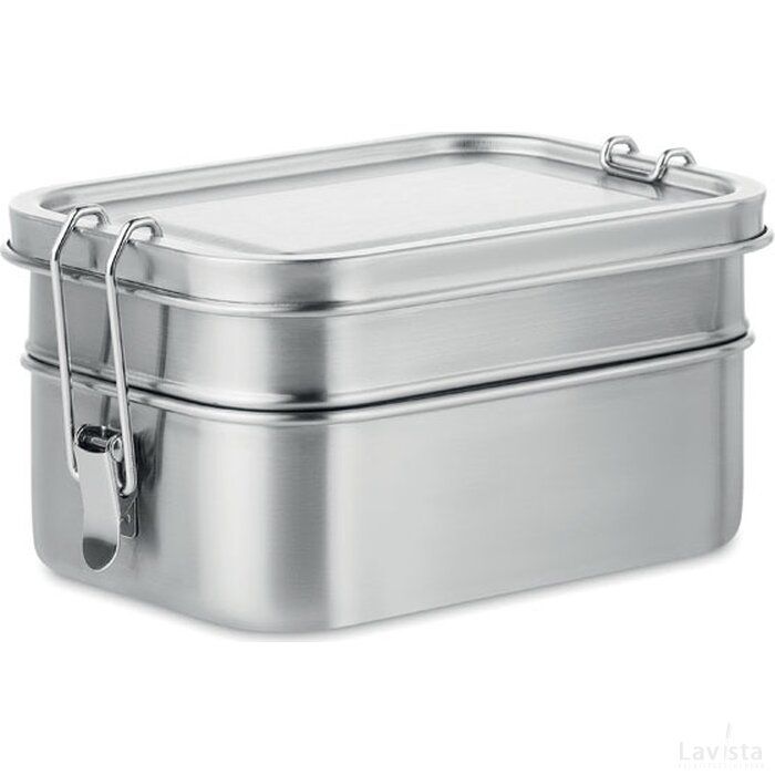 Rvs lunchbox 1200ml Double chan mat zilver