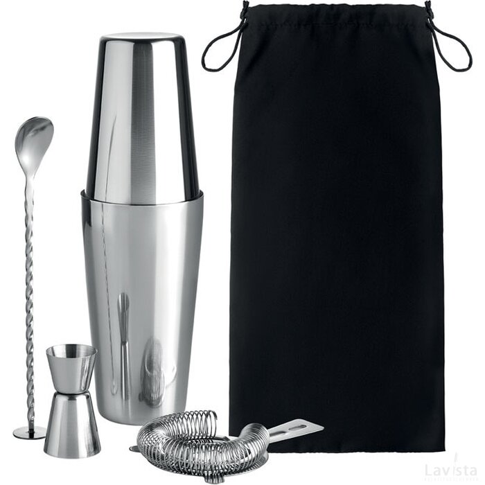 Cocktail set Boston glanzend zilver