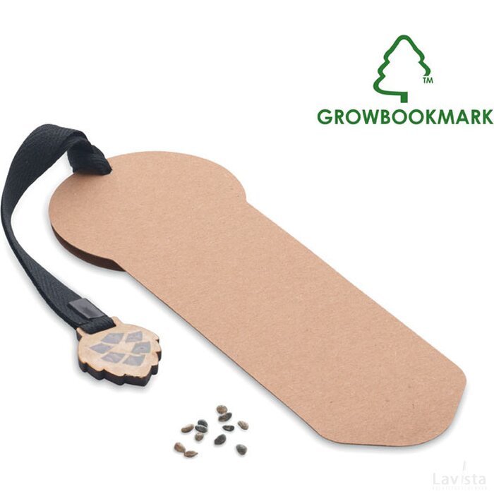 Bladwijzer pijnboomzaad Growbookmark™ beige