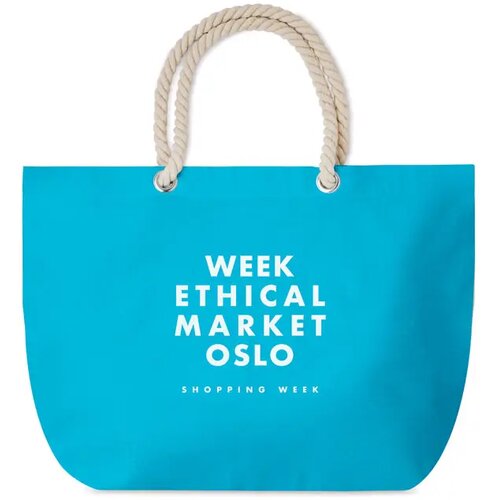Strandtas met touw handvatten Menorca turquoise