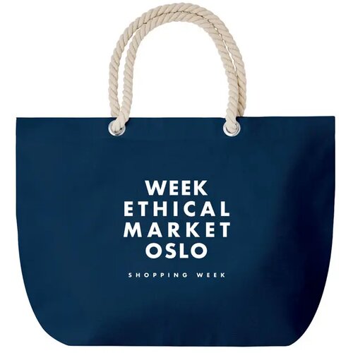Strandtas met touw handvatten Menorca blauw