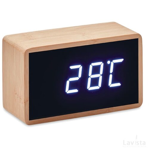 Bamboe klok met led Miri clock hout