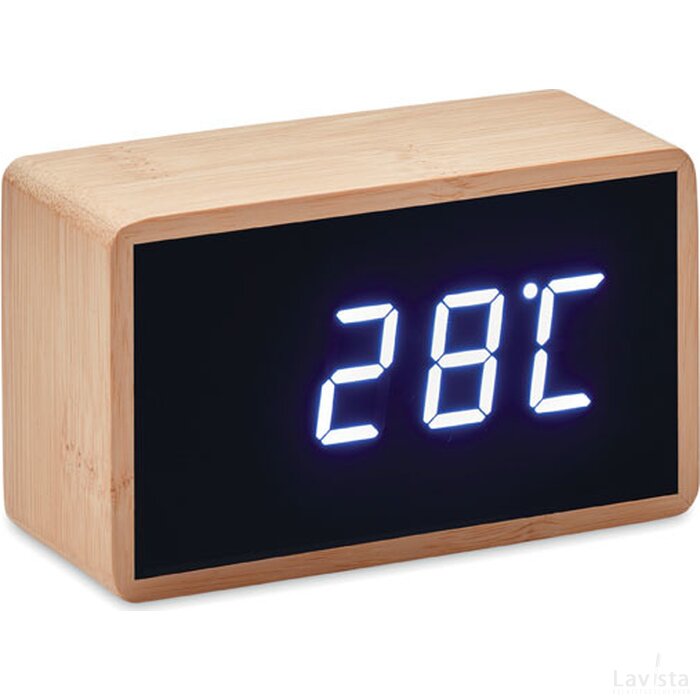 Bamboe klok met led Miri clock hout