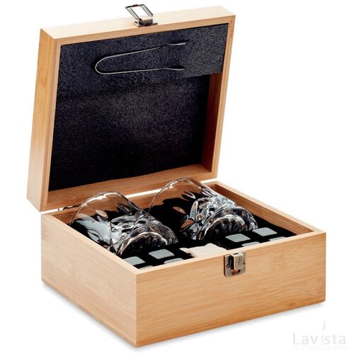 Luxe whiskey set in bamboe box Inverness hout