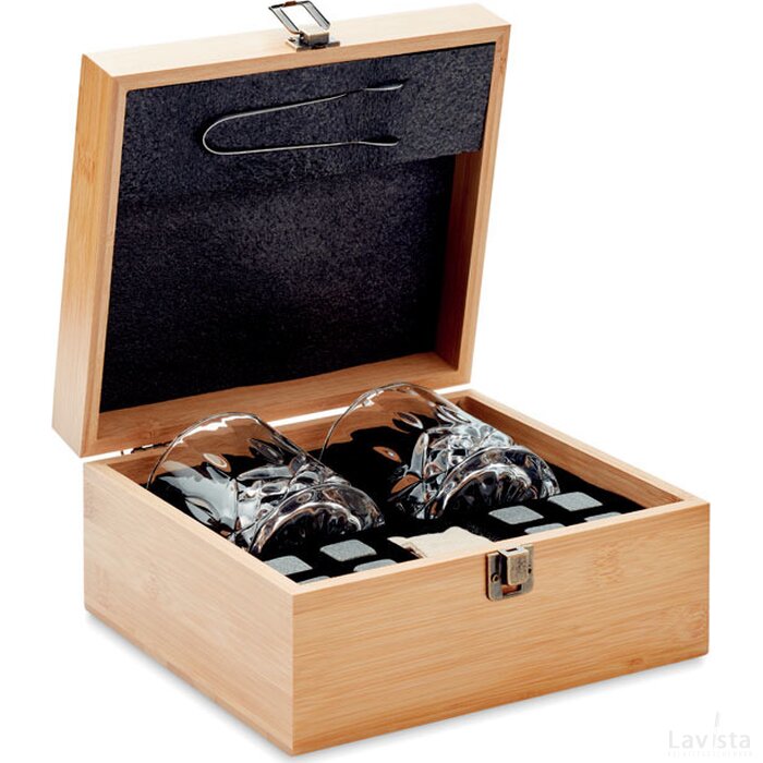 Luxe whiskey set in bamboe box Inverness hout