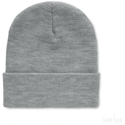 Rpet beanie met omslag Polo rpet wit/grijs