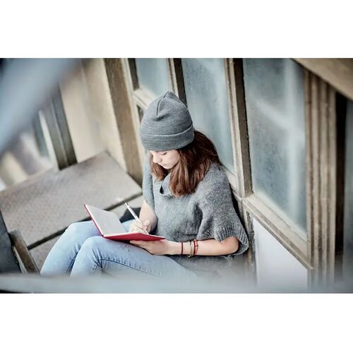 Rpet beanie met omslag Wit/Grijs