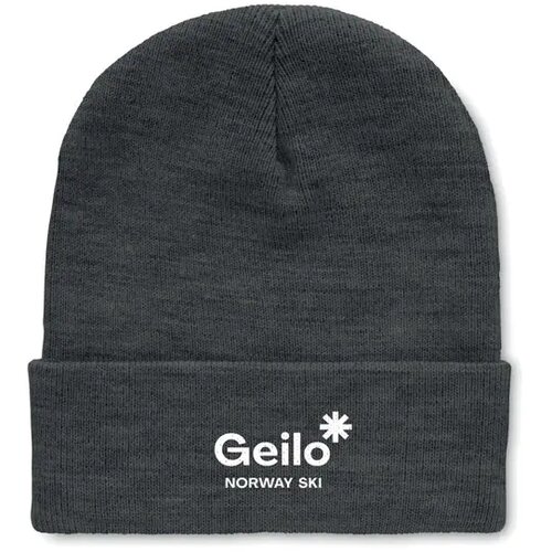 Rpet beanie met omslag Wit/Grijs