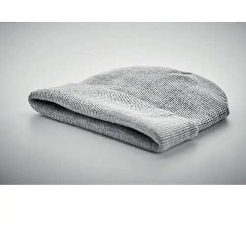 Rpet beanie met omslag Wit/Grijs