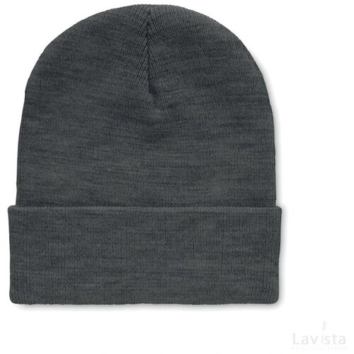 Rpet beanie met omslag Polo rpet wit/zwart