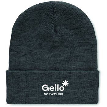 Rpet beanie met omslag Wit/Zwart