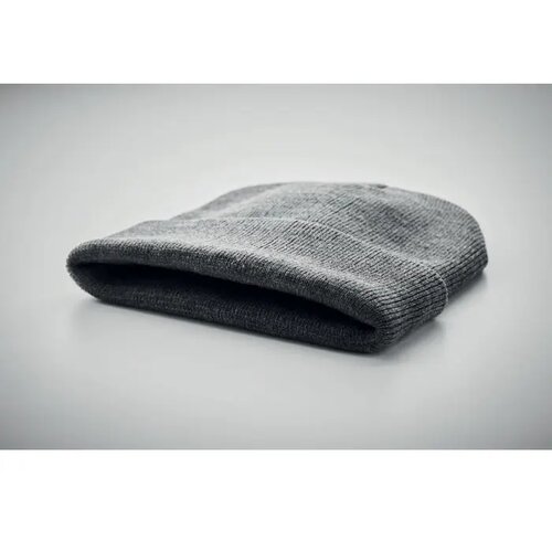 Rpet beanie met omslag Wit/Zwart