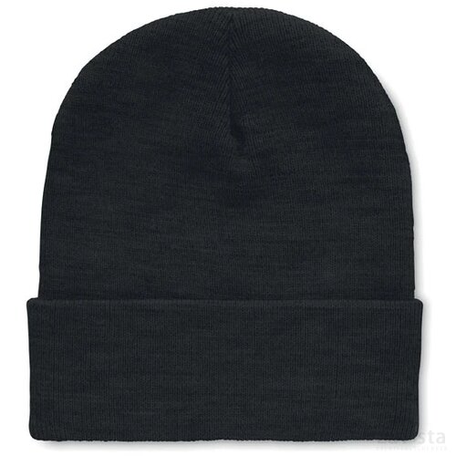 Rpet beanie met omslag Polo rpet zwart