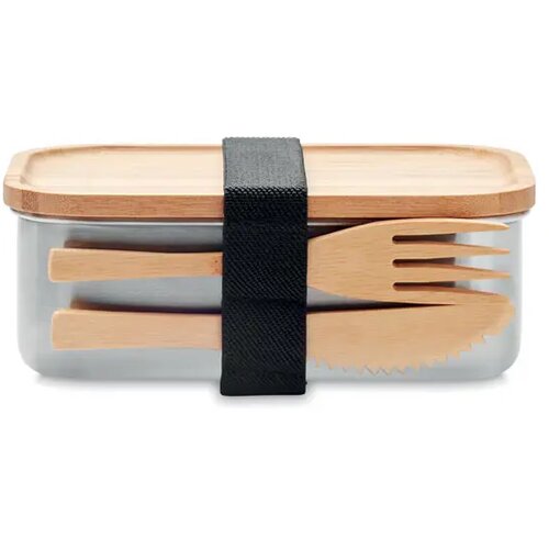 RVS lunchbox met bamboe deksel (600ml) Bruin