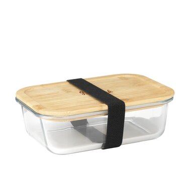 Glazen Lunchbox Met Bamboe Deksel Transparant