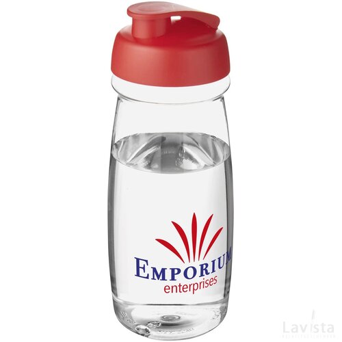 H2O Pulse® 600 ml sportfles met flipcapdeksel Transparant, Rood Transparant/Rood