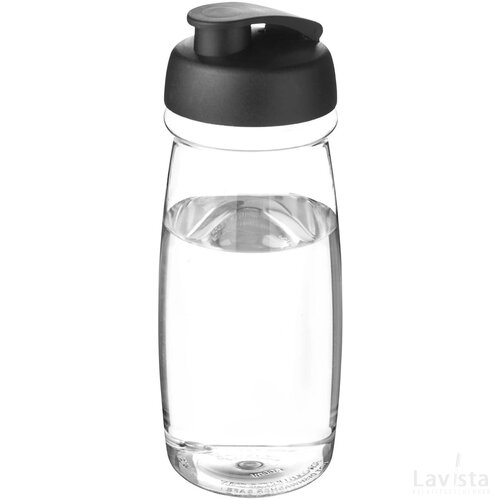 H2O Pulse® 600 ml sportfles met flipcapdeksel Transparant, Zwart Transparant/Zwart