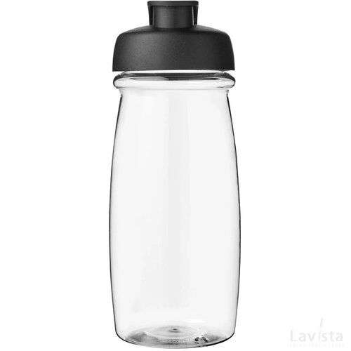 H2O Pulse® 600 ml sportfles met flipcapdeksel Transparant, Zwart Transparant/Zwart