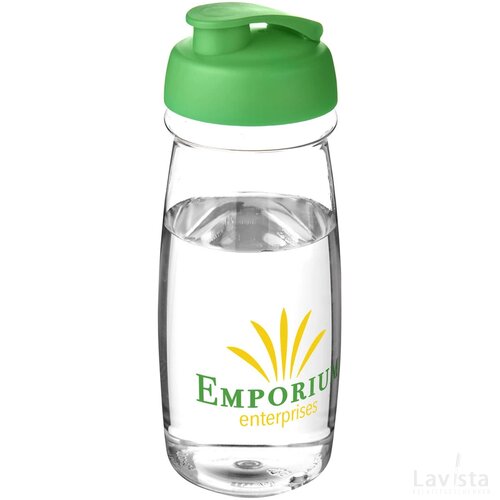 H2O Pulse® 600 ml sportfles met flipcapdeksel Transparant, Groen Transparant/Groen