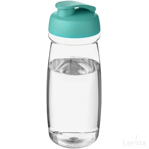 H2O Pulse® 600 ml sportfles met flipcapdeksel Transparant, Aqua blauw Transparant/Aqua blauw