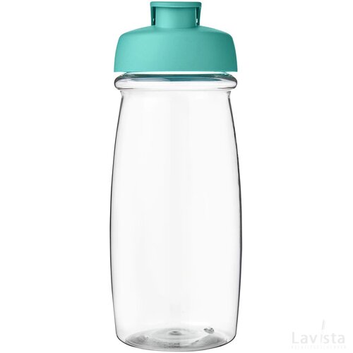 H2O Pulse® 600 ml sportfles met flipcapdeksel Transparant, Aqua blauw Transparant/Aqua blauw