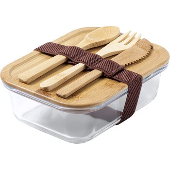 Glazen Lunchbox met bestek (500ml) Naturel