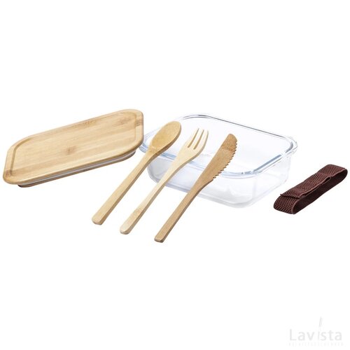 Glazen Lunchbox met bestek (500ml) Naturel