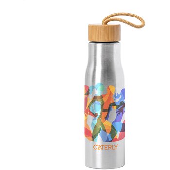 RVS drinkfles met draagriem Zilver