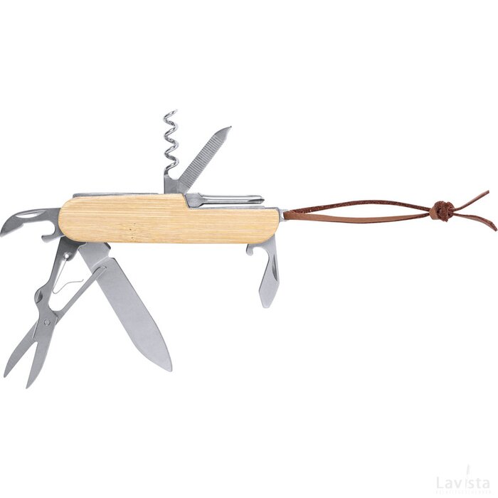 Houten zakmes met 9 functies Naturel