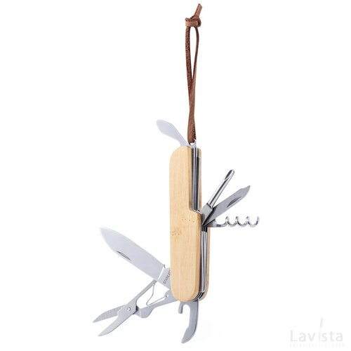 Houten zakmes met 9 functies Naturel