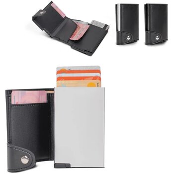 RFID kaarthouder met leerlook hoes zwart / zwart RFID kaarthouder met leerlook hoes zwart / zwart