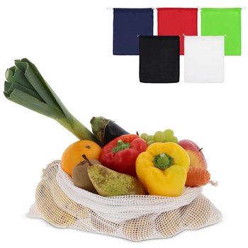 Herbruikbaar groente & fruit zakje OEKO-TEX® katoen 40x45cm rood Herbruikbaar groente & fruit zakje OEKO-TEX® katoen 40x45cm rood