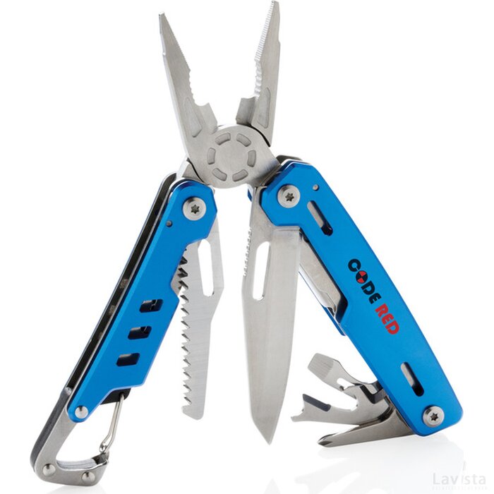 Solid multitool met karabijnhaak blauw