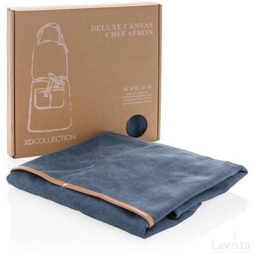 Deluxe canvas keukenschort blauw