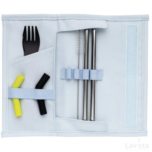 Tierra 2-delige rietjes- en bestekset blauw
