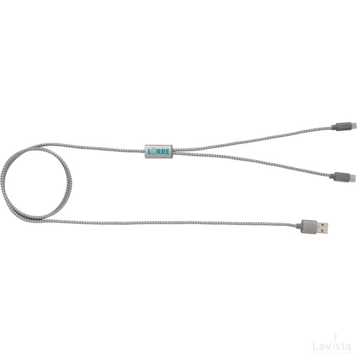3-in-1 gevlochten nylon kabel grijs