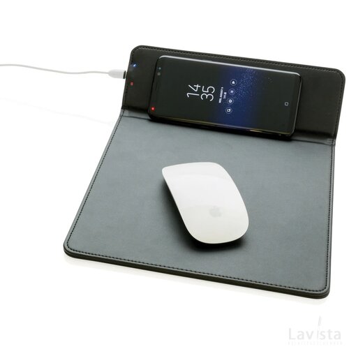 Muismat met 5W draadloze oplader zwart
