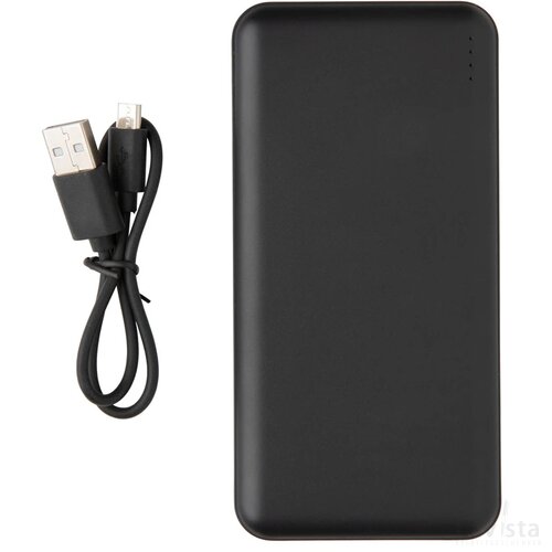 High density 10.000 mAh zakformaat powerbank zwart