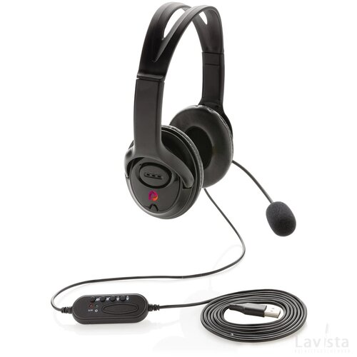 Over ear werk hoofdtelefoon met kabel zwart