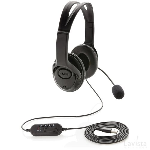Over ear werk hoofdtelefoon met kabel zwart