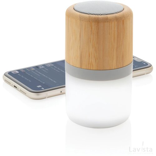 Draadloze bamboe 3W speaker met sfeerlicht wit