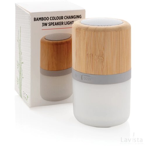 Draadloze bamboe 3W speaker met sfeerlicht wit