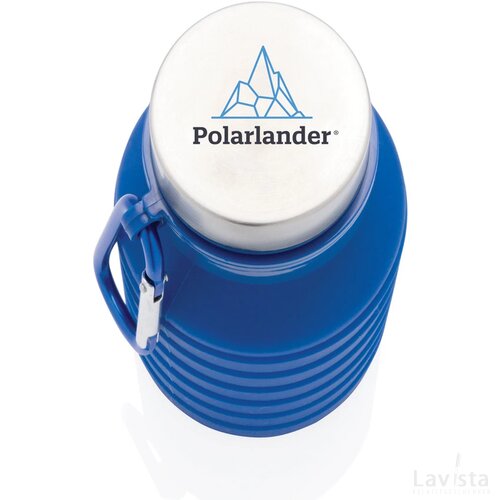 Lekvrije opvouwbare siliconen fles met schroefdop blauw
