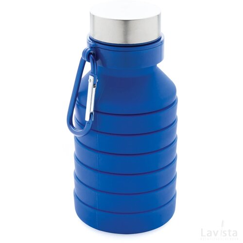 Lekvrije opvouwbare siliconen fles met schroefdop blauw