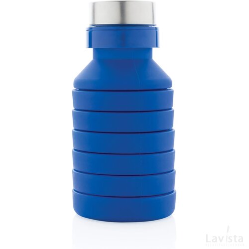 Lekvrije opvouwbare siliconen fles met schroefdop blauw