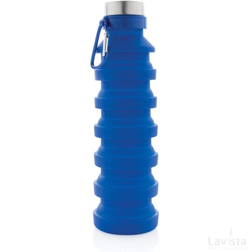 Lekvrije opvouwbare siliconen fles met schroefdop blauw